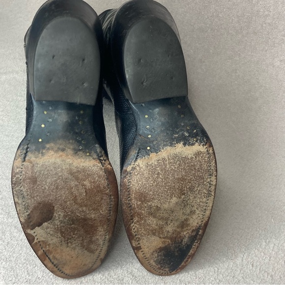 Justin Lizard Leather Western Cowgirl Boots-Women’s 8-Black/White-Genuine-Exotic - Picture 5 of 9